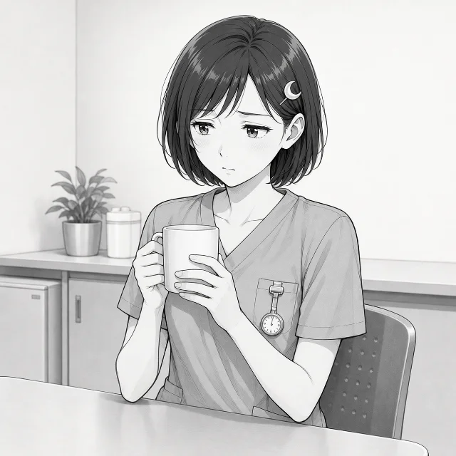 夜勤専従は今より基本給が低いので損かもしれないと、マグカップを持ちながら首をかしげるあかりさん