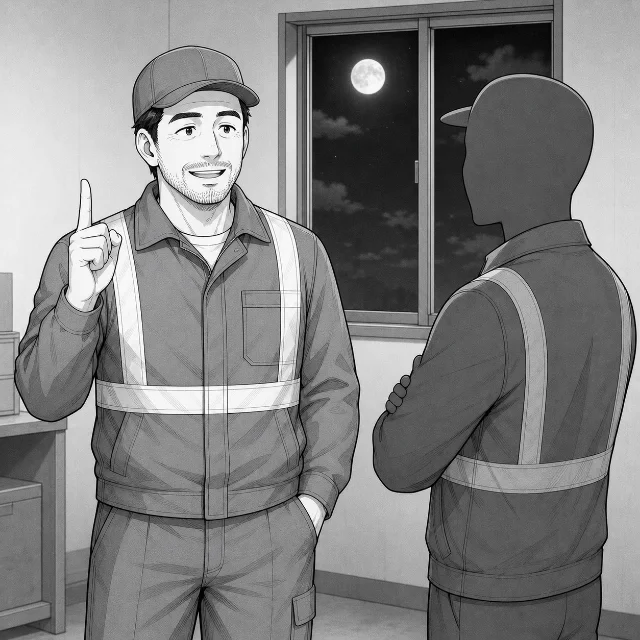 深夜労働の25%の割増は法律の義務だが、別の名目で支払われていることもあると同期に説明するけんじさん