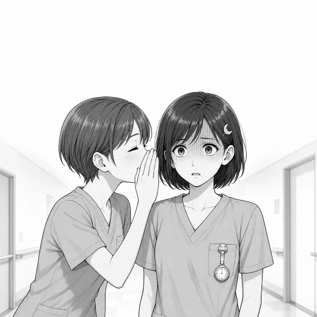同僚から夜勤を増やすと税金で損だと耳打ちされ、青ざめるあかりさん。